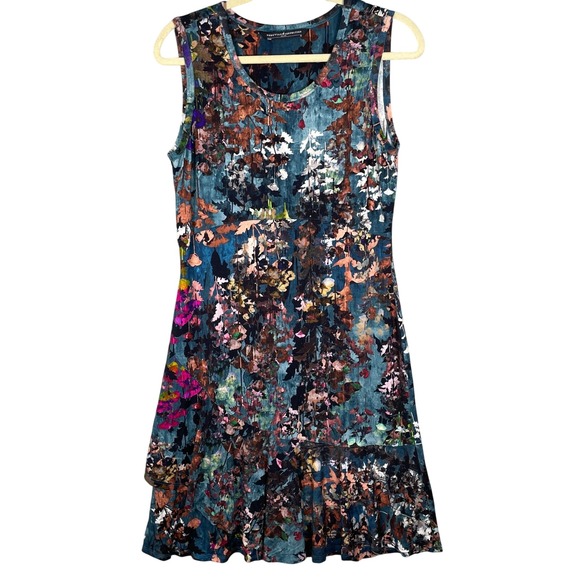 Peruvian Connection Dresses & Skirts - Peruvian Connection Dress Womens M Teal Floral Very Good Sleeveless Tiered Hem
